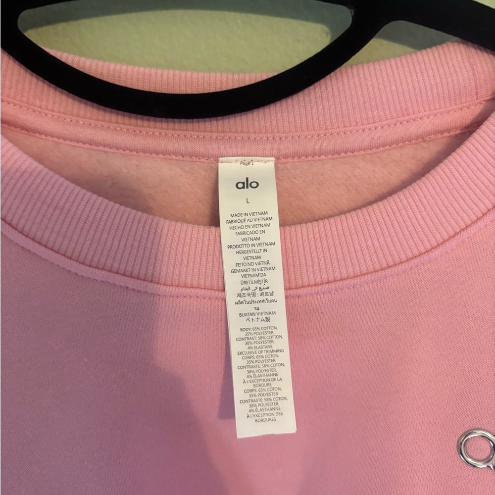 ALO Yoga Blush Pink Cropped Sweatshirt - Picture 4 of 6